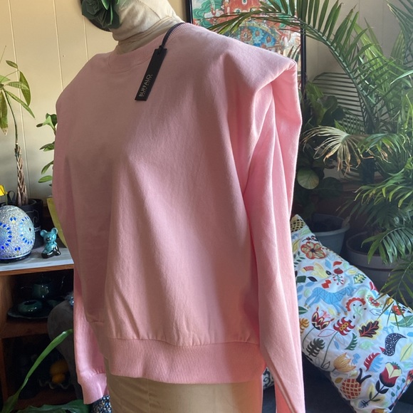 Buffalo David Bitton NWT size M Indiana Padded Shoulder Sweatshirt light pink - Picture 2 of 8